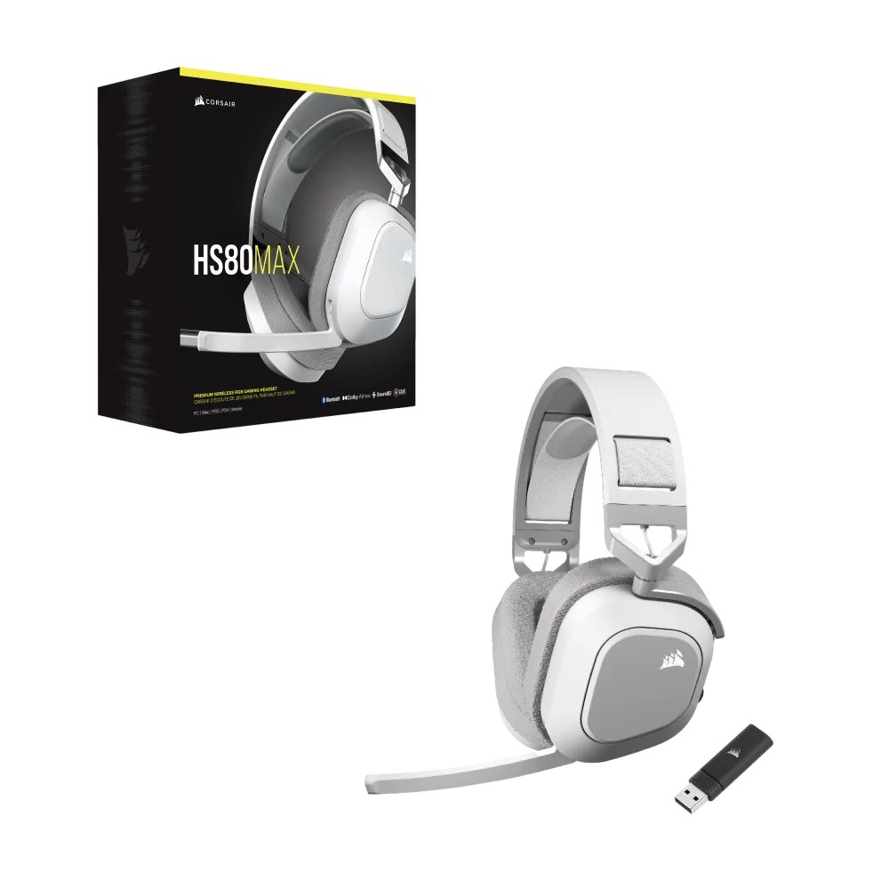 אוזניות גיימינג אלחוטיות CORSAIR HS80 MAX WIRELESS White