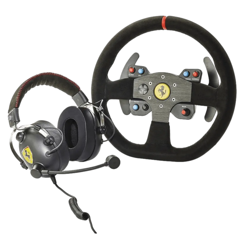 ערכת אוזניות + הגה מירוצים לפלטפורמות מרובות של Thrustmaster