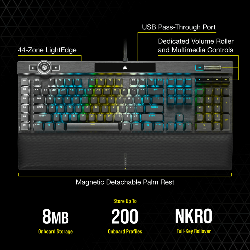 מקלדת גיימינג מכנית K100 CORSAIR OPX Switch — Black