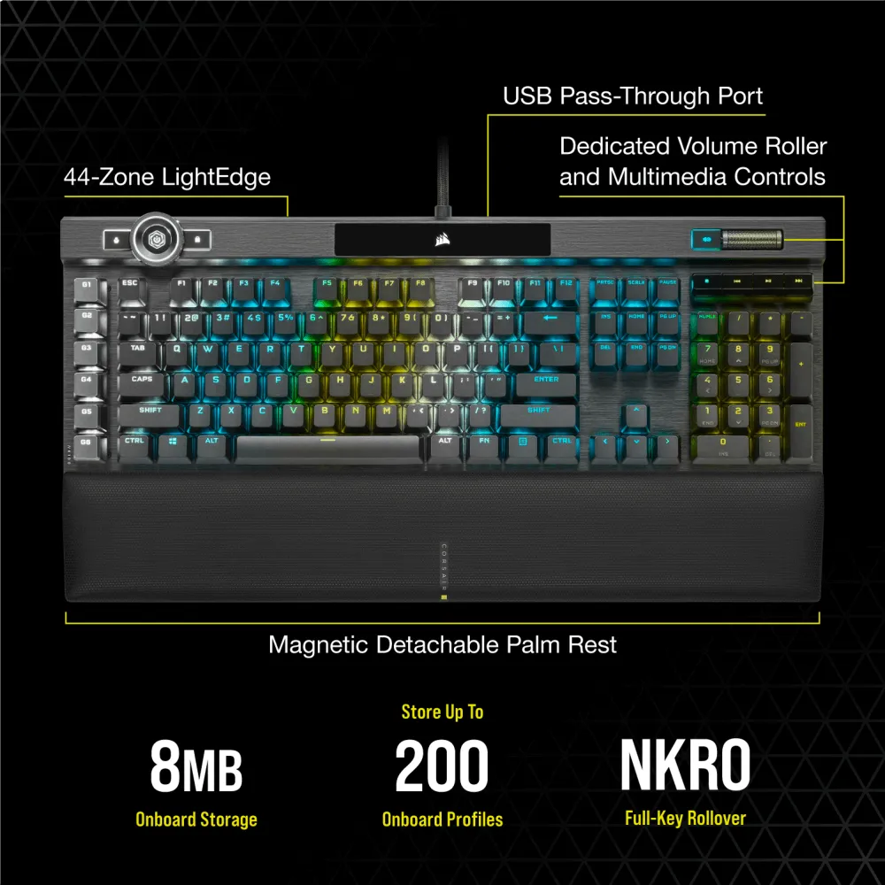 מקלדת גיימינג מכנית K100 CORSAIR OPX Switch — Black