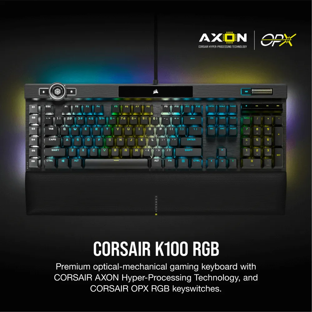 מקלדת גיימינג מכנית K100 CORSAIR OPX Switch — Black