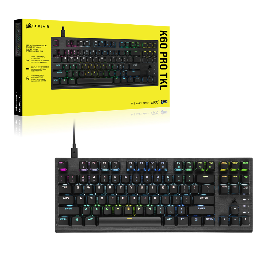 מקלדת מכנית-אופטית CORSAIR K60 PRO TKL RGB