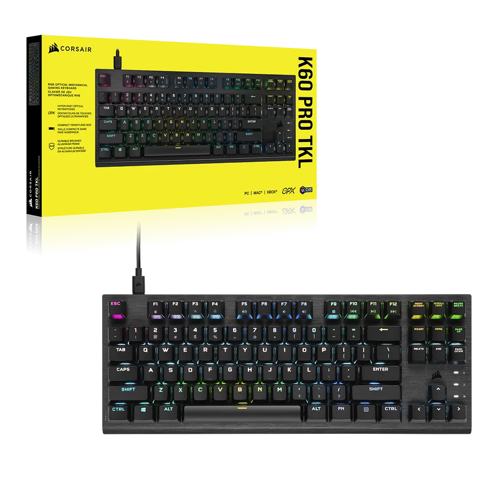 מקלדת מכנית-אופטית CORSAIR K60 PRO TKL RGB