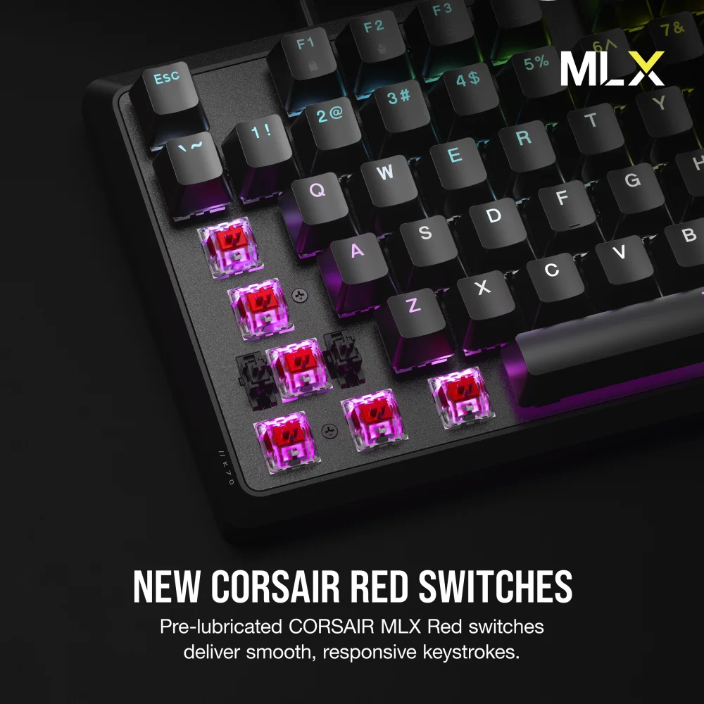 מקלדת מכנית CORSAIR K70 CORE RGB RED SWITCH