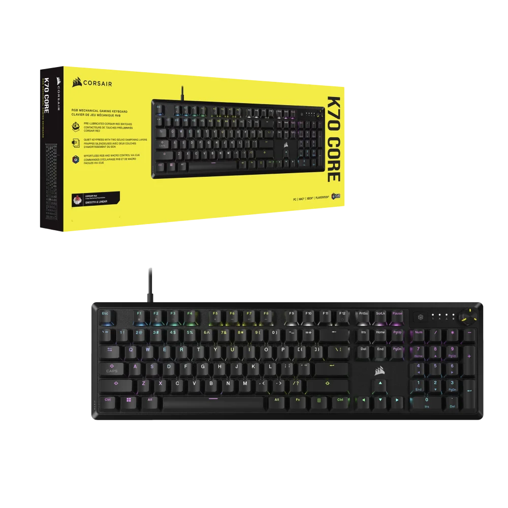 מקלדת מכנית CORSAIR K70 CORE RGB RED SWITCH
