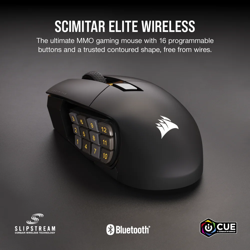 עכבר גיימינג אלחוטי CORSAIR SCIMITAR ELITE WIRELESS MMO Gaming