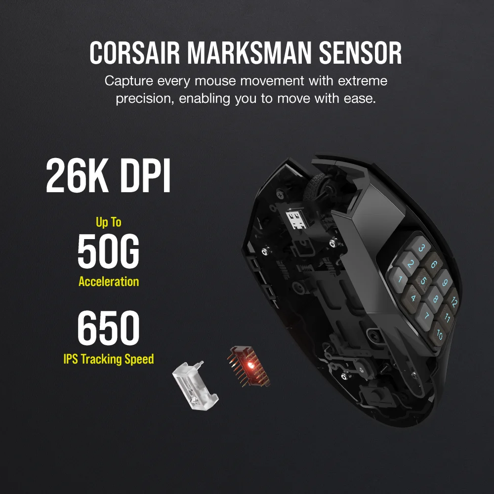 עכבר גיימינג אלחוטי CORSAIR SCIMITAR ELITE WIRELESS MMO Gaming