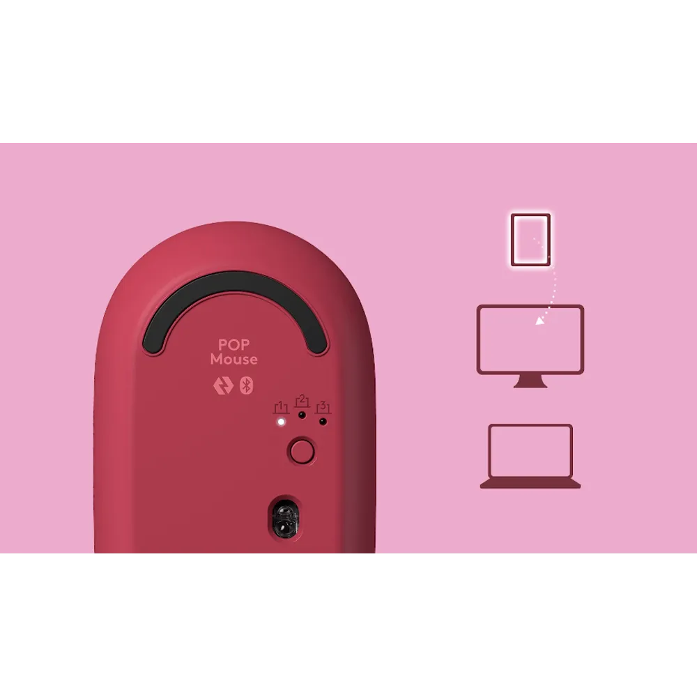 עכבר אלחוטי בצבע אדום ורוד LOGITECH POP 2.4GHZ/BT