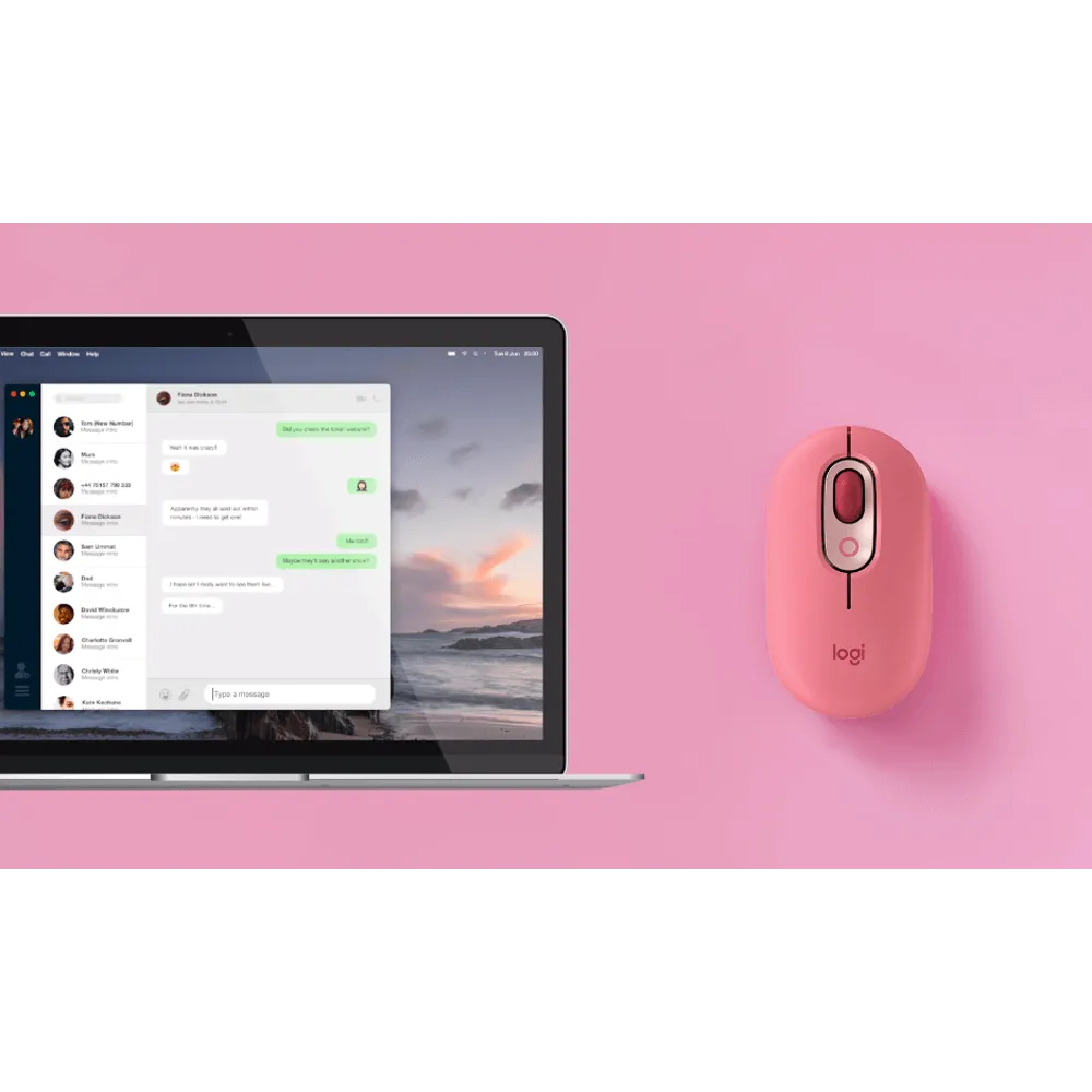 עכבר אלחוטי בצבע אדום ורוד LOGITECH POP 2.4GHZ/BT