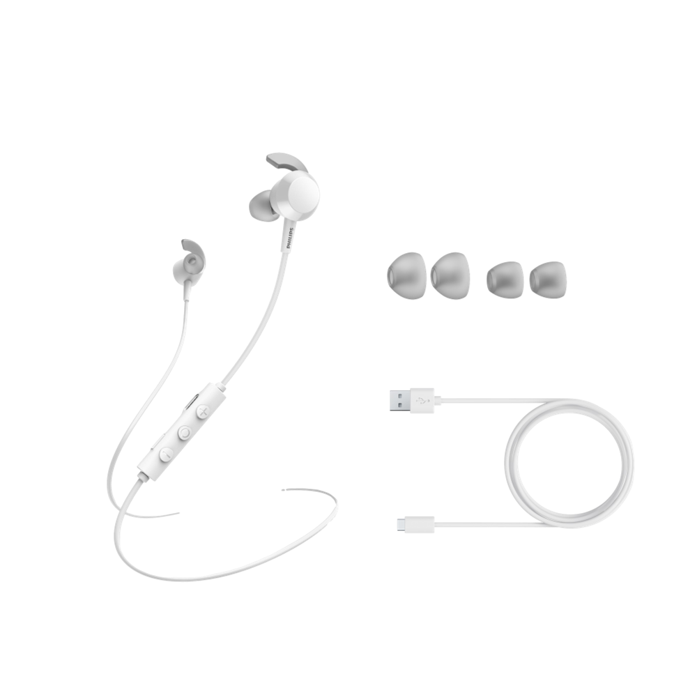 אוזניות כפתור אלחוטיות PHILIPS In-ear wireless headphones בצבע לבן