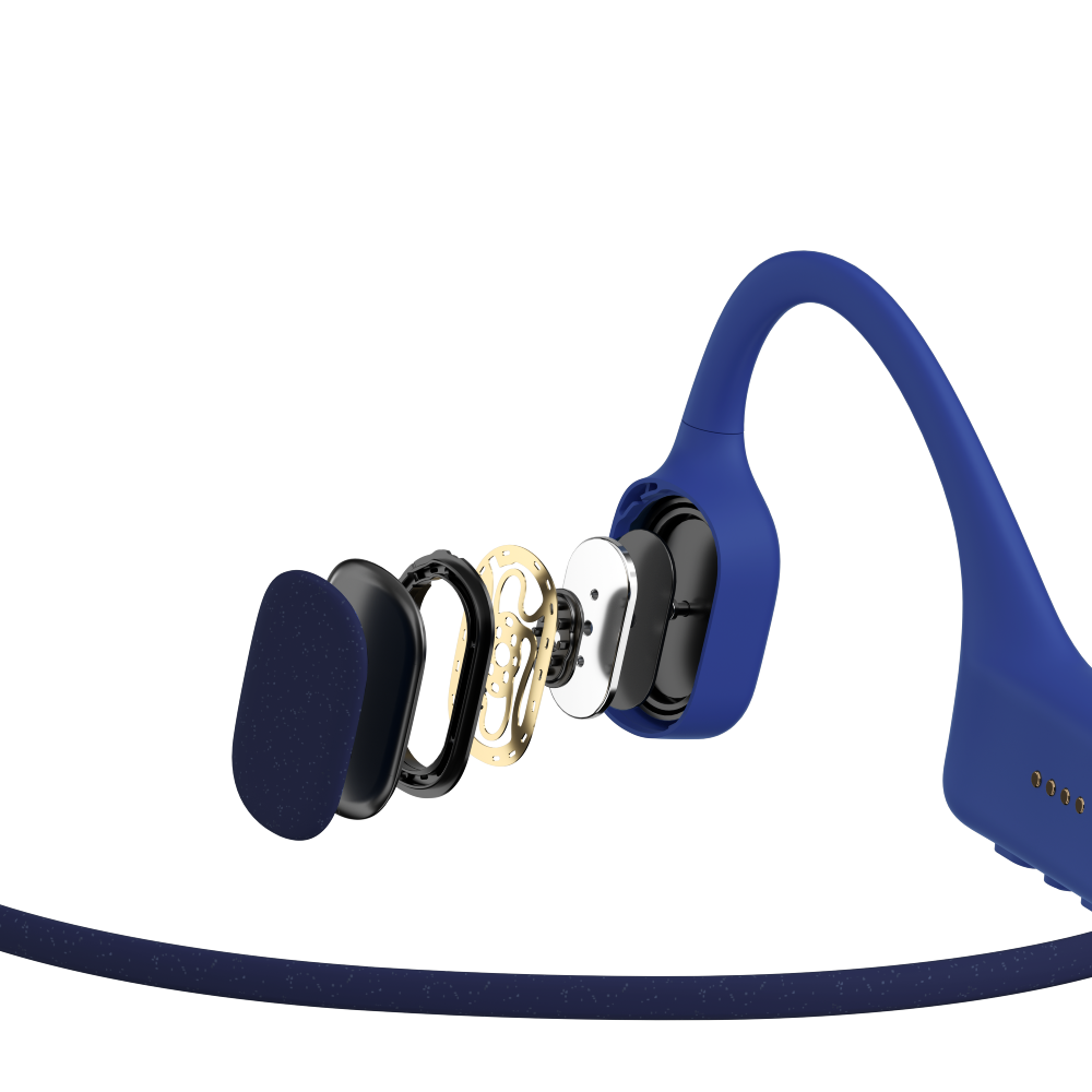 אוזניות ספורט עצםMP3+שחיה SHOKZ OPENSWIM צבע כחול