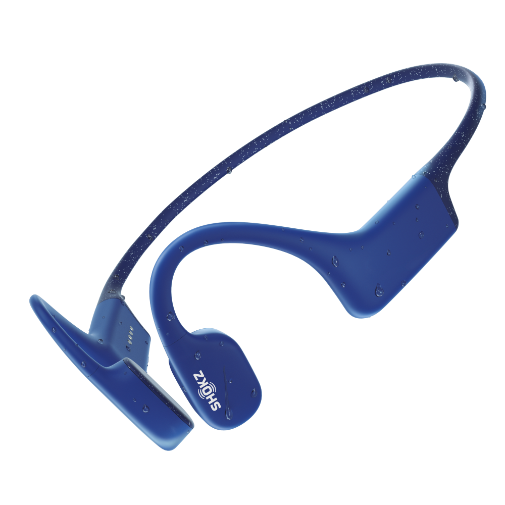 אוזניות ספורט עצםMP3+שחיה SHOKZ OPENSWIM צבע כחול