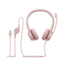 אוזניות עם מיקרופון וחיבור USB Logitech H390 – צבע ורוד