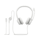 אוזניות עם מיקרופון וחיבור USB Logitech H390 – צבע לבן