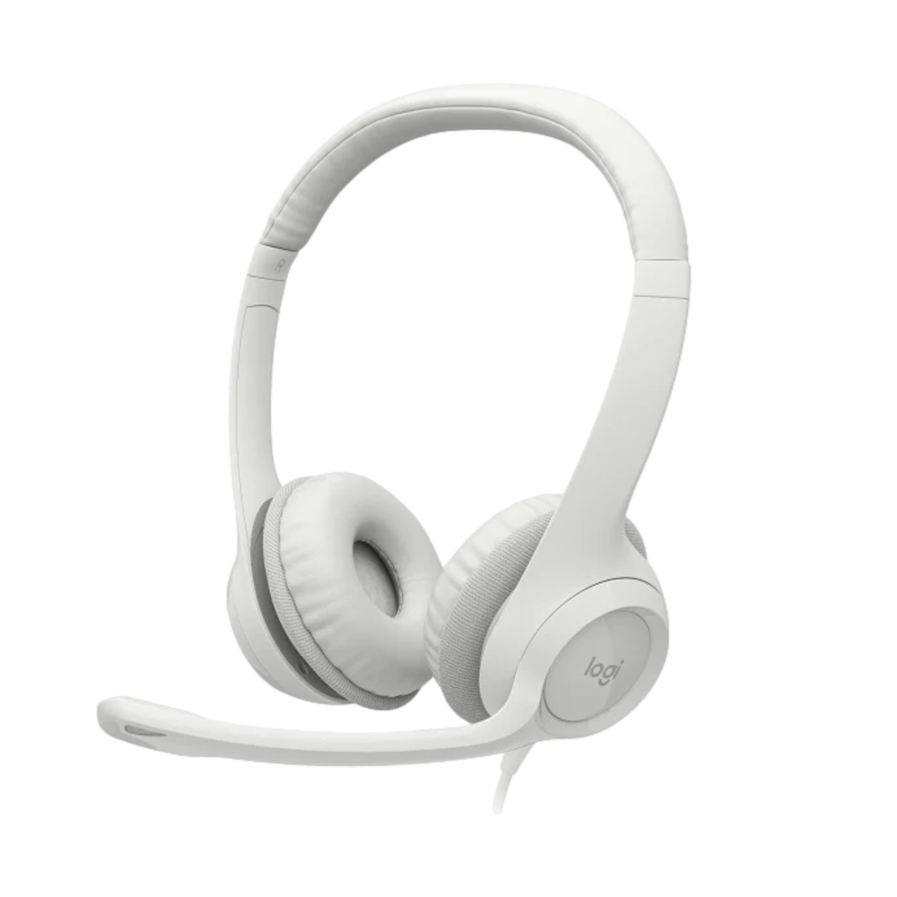 אוזניות עם מיקרופון וחיבור USB Logitech H390 – צבע לבן