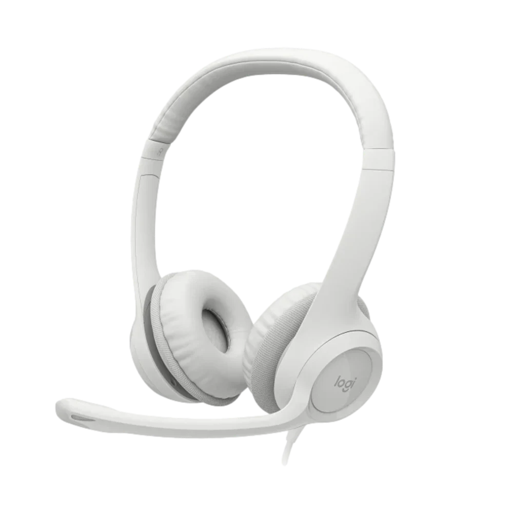 אוזניות עם מיקרופון וחיבור USB Logitech H390 – צבע לבן