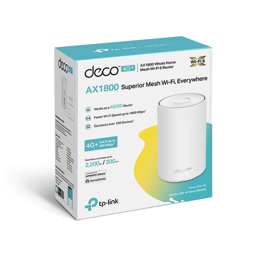 TP-Link Deco X20 4G+ AX1800 Whole Home Mesh WiFi 6 Gateway