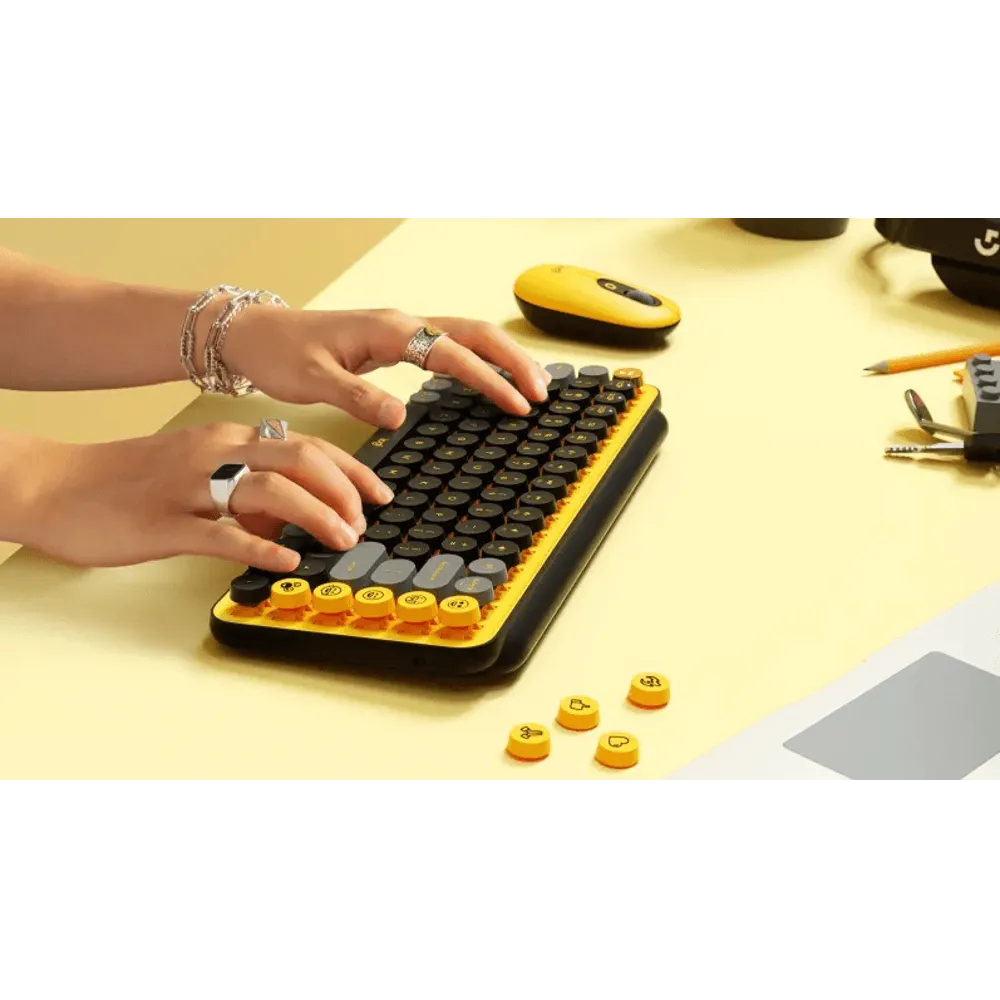 מקלדת מכאנית אלחוטית שחור צהוב LOGITECH POP KEYS