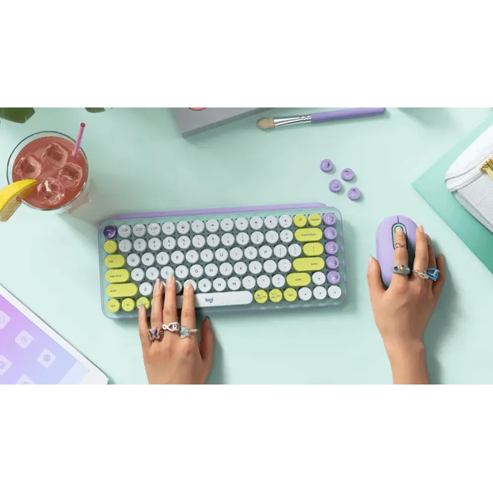 מקלדת מכאנית אלחוטית סגול, לבן, צהוב, מנטה צהוב LOGITECH POP KEYS