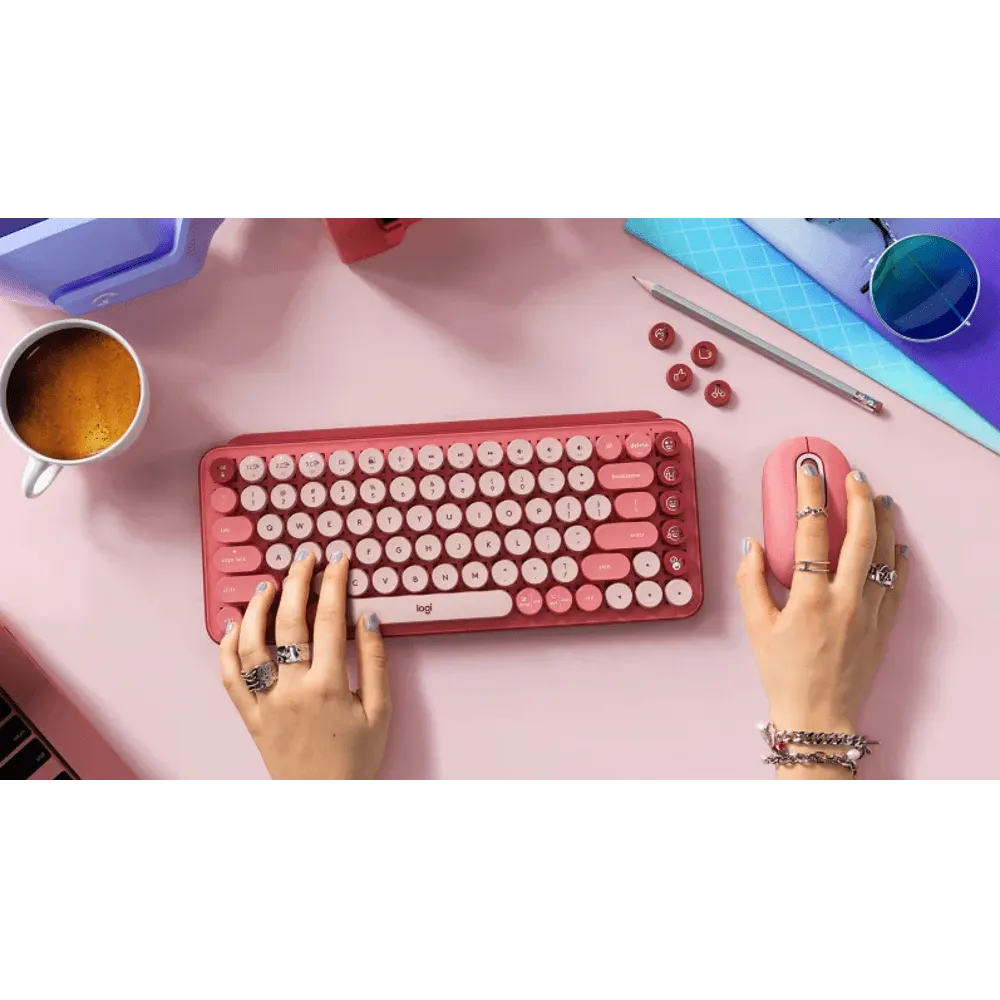 מקלדת מכאנית אלחוטית אודם, ורוד LOGITECH POP Keys