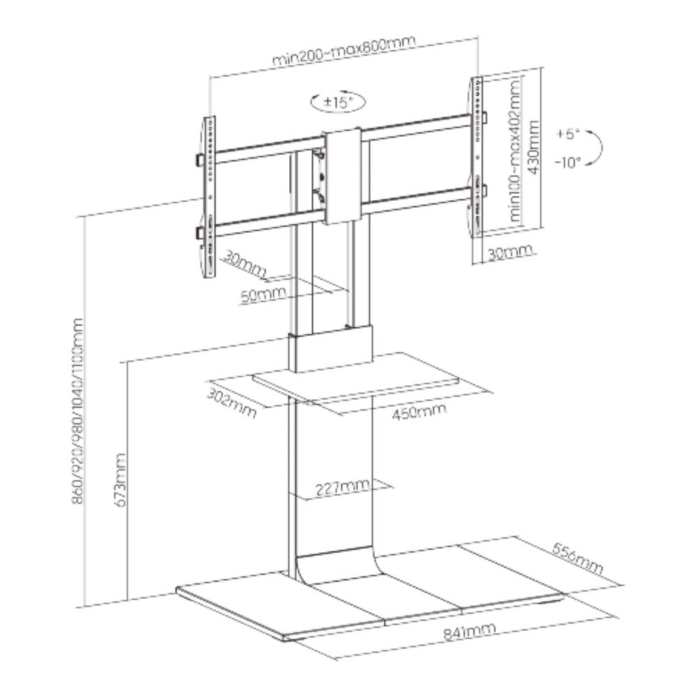 עגלה ניידת עבור מסכים 45'-90' FS46-48T-01-NT LUMI