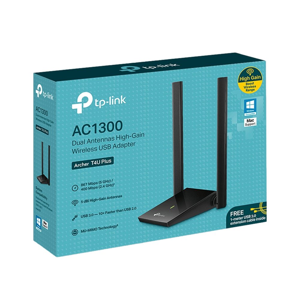 Archer T4U Plus AC1300 Dual Antennas High-Gain USB כרטיס רשת אלחוטי בחיבור