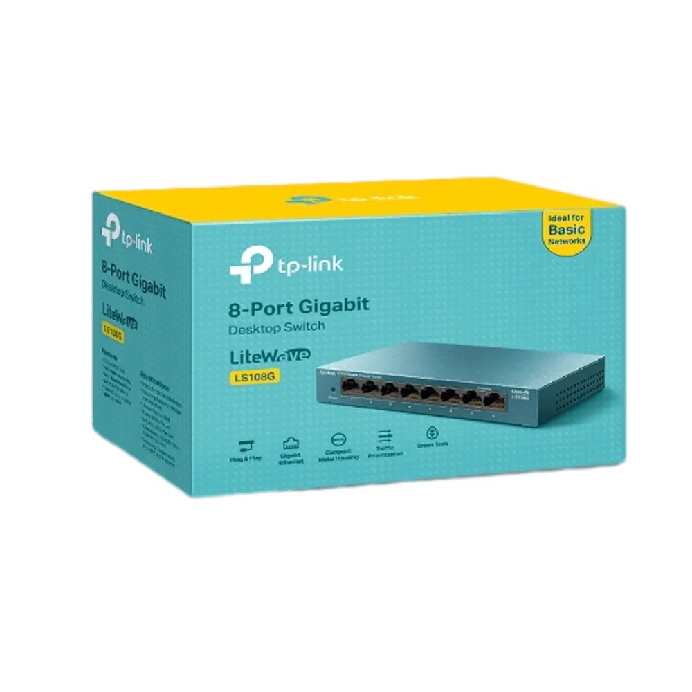 מתג שולחני בצבע מתכתי מבית TP-Link