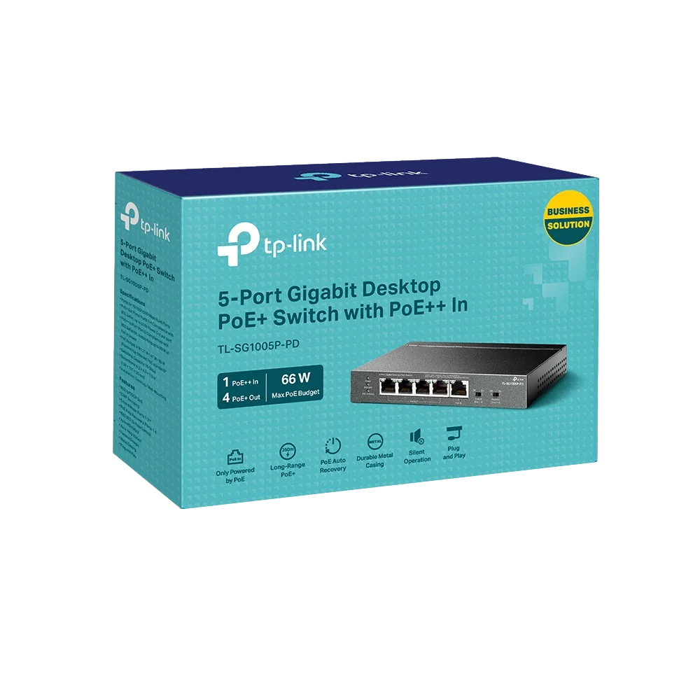 מתג מתכת שולחני SG1005P-PD POE++ 1+4POE+ 63W GIGA