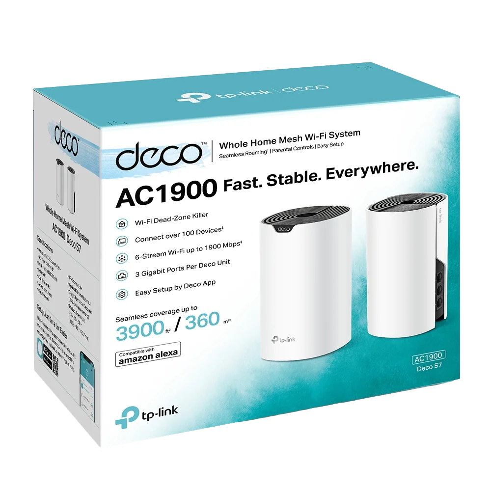 נתב אלחוטי/אקסס פוינט Deco S7 Mesh AC1900 (2 יחי’ באריזה)