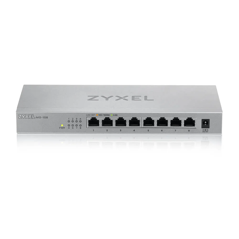 מתג מתכתי 8 פורטים 2.5G ‏‎ MG-108‎‏‏‏‏Zyxel