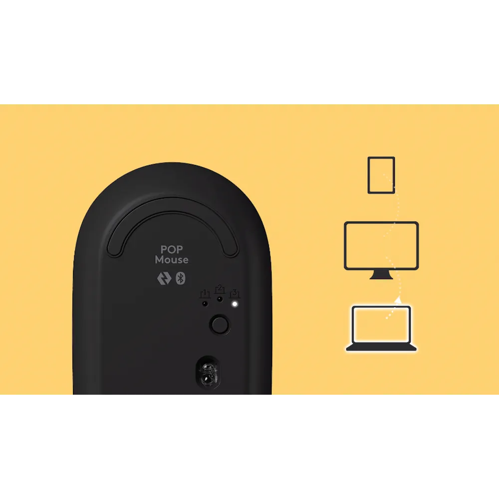 עכבר אלחוטי בצבע שחור צהוב LOGITECH POP 2.4GHZ/BT