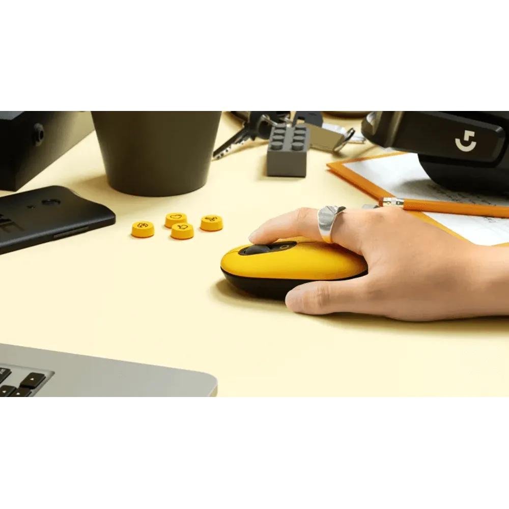 עכבר אלחוטי בצבע שחור צהוב LOGITECH POP 2.4GHZ/BT