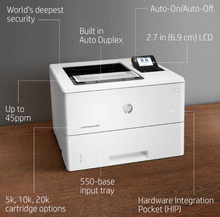 מדפסת ‏לייזר ‏רגילה LaserJet Enterprise M507dn‎ HP