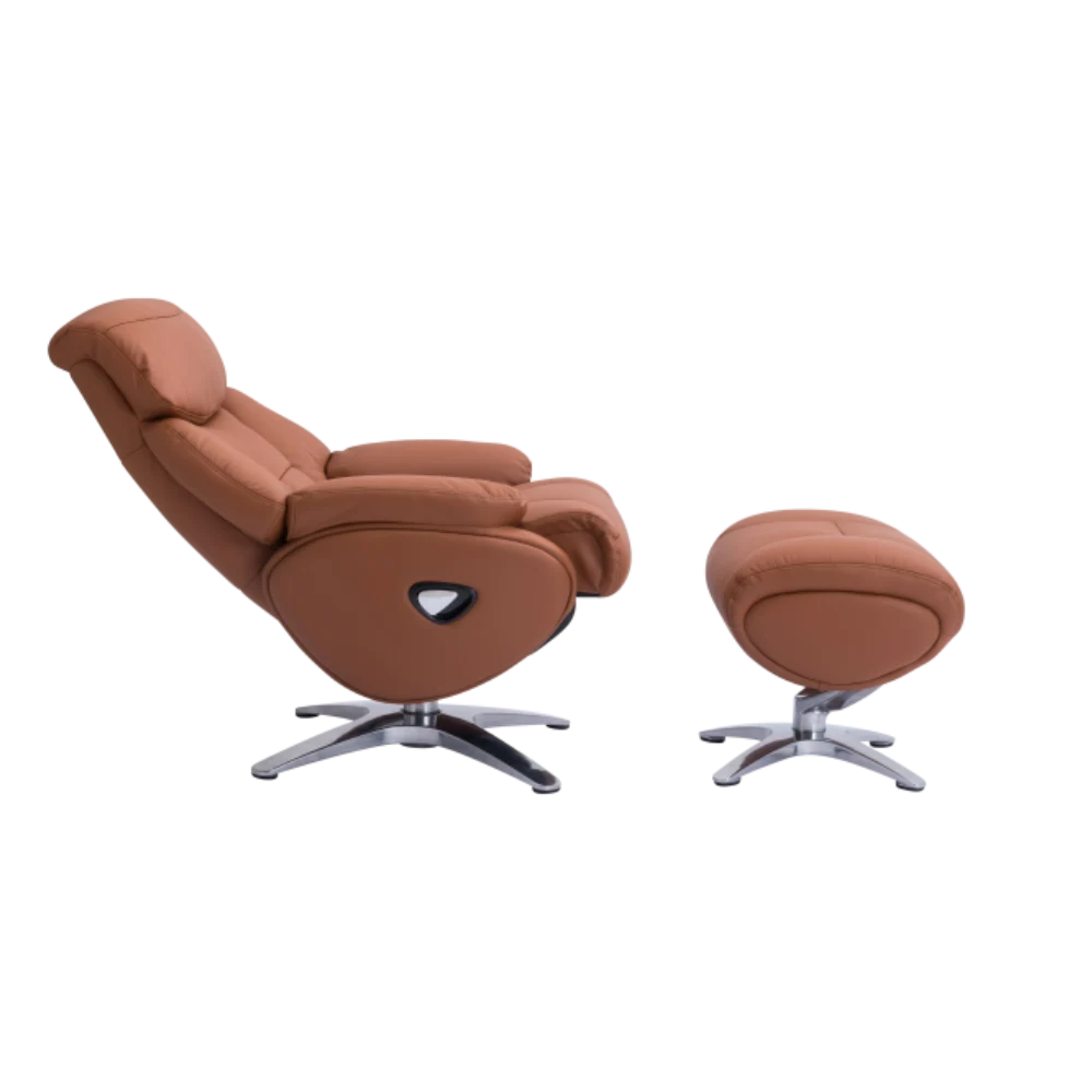  כורסת נוחות מעור + הדום (חום) BENDA 