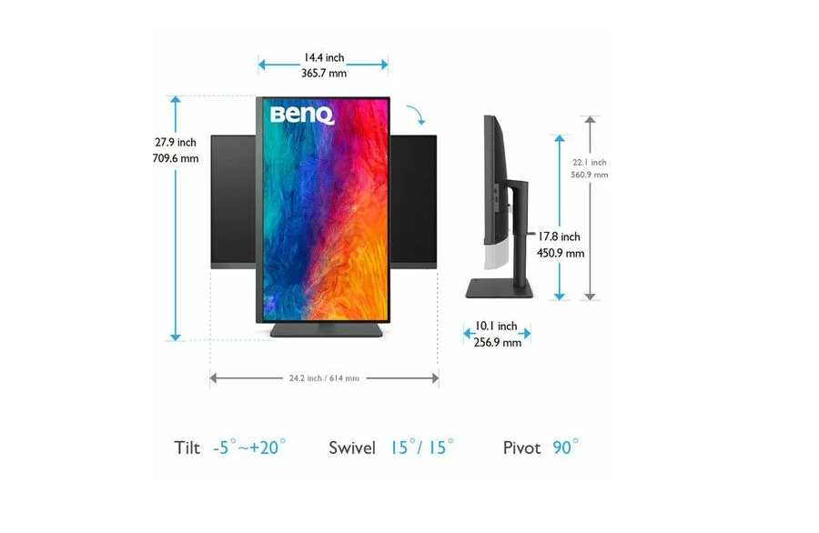 מסך מחשב מקצועי לעיצוב גרפי BenQ 27" 4K HDR10 USB-C Designer Monitor PD2705U