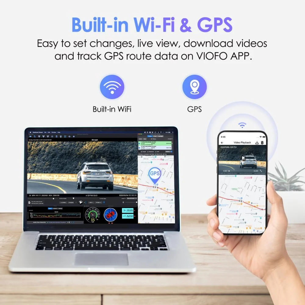  מצלמת דרך קדמית ואחורית VIOFO A129 PLUS DUO WIFI 2K WITH GPS 