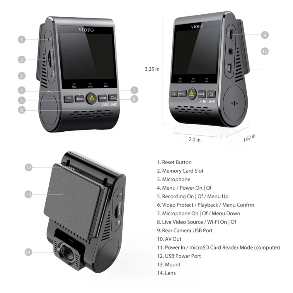  מצלמת דרך VIOFO A129 PRO WIFI 4K WITH GPS 