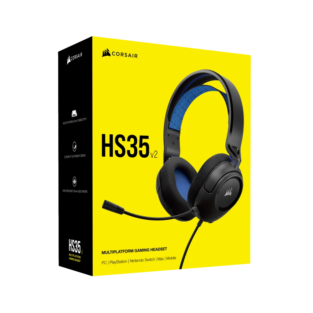  אוזניות גיימינג כחול CORSAIR HS35 v2 Multiplatform 