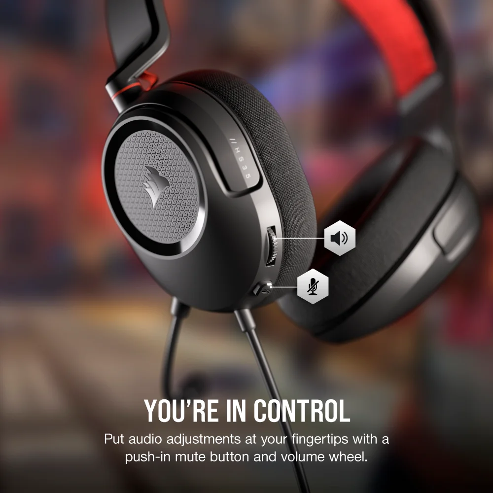  אוזניות גיימינג אדום CORSAIR HS35 v2 Multiplatform 