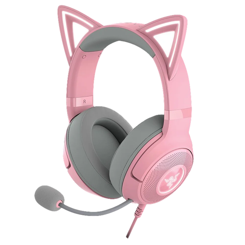  אוזניות חוט’ – RAZER KRAKEN KITTY V2 ורוד 