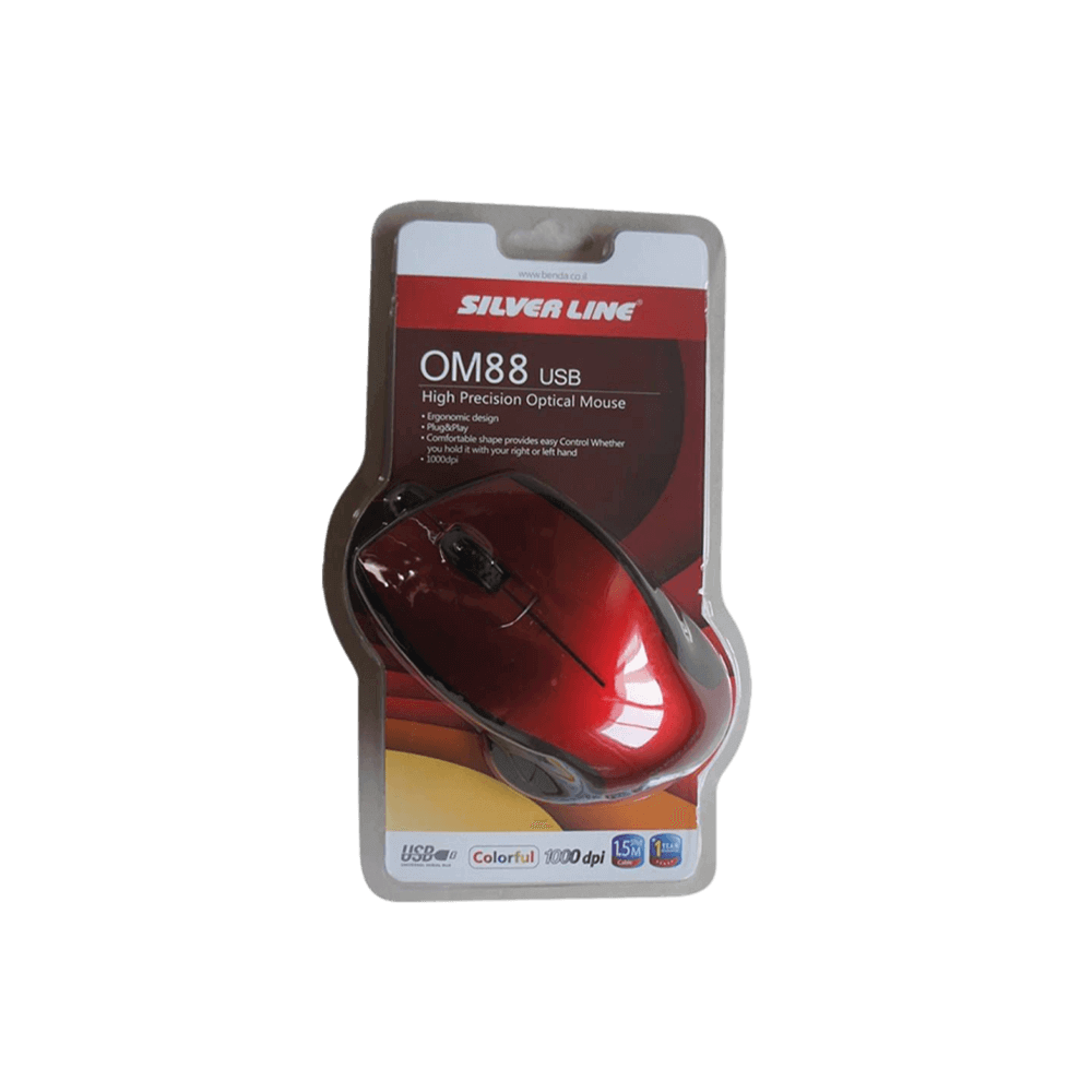  עכבר חוטי Silver Line OM88 USB בצבע אדום 