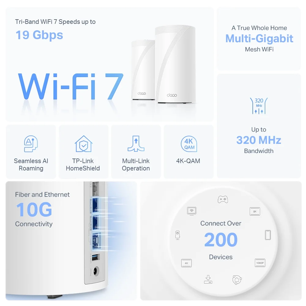  אקסס/ נתב DECO BE85 2 in pack BE19000 WI-FI7 MESH 
