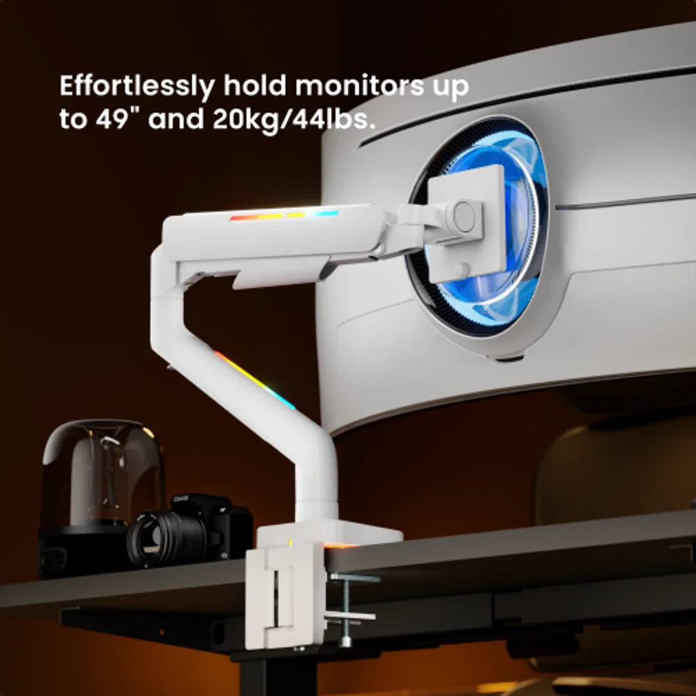 זרוע שולחנית גיימינג 17'-49' עם תאורת RGB דגם LDT85-C012L מבית LUMI 