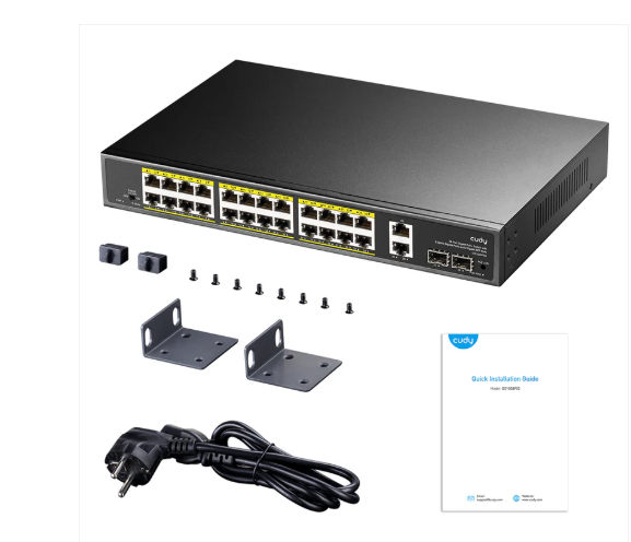  GS1026PS2 מתג PoE 24-GbE עם 2 Uplink GbE ו-2 Uplink SFP CUDY 