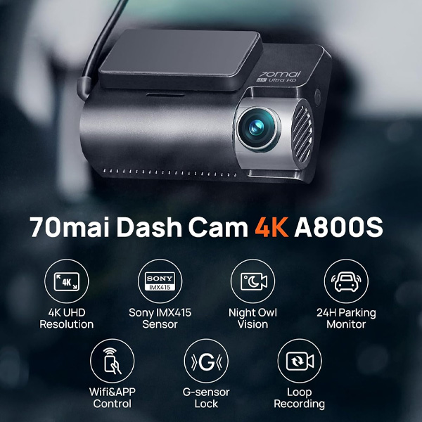 מצלמת רכב 4K חכמה דו-כיוונית 70mai Dash Cam A800S-1 