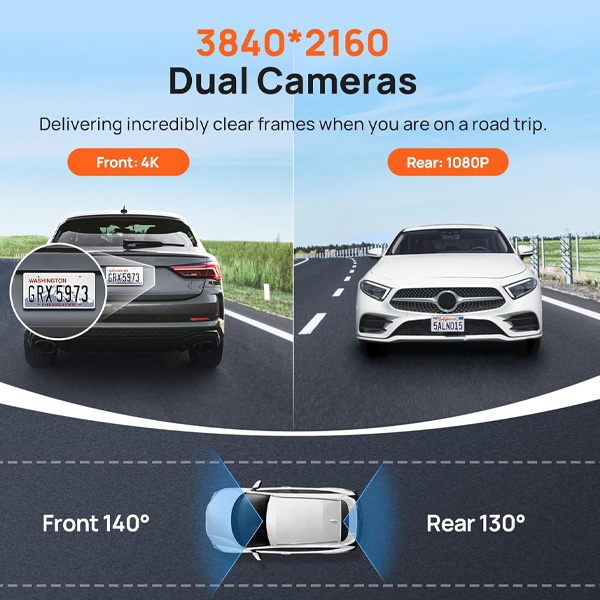  מצלמת רכב 4K חכמה דו-כיוונית 70mai Dash Cam A800S-1 