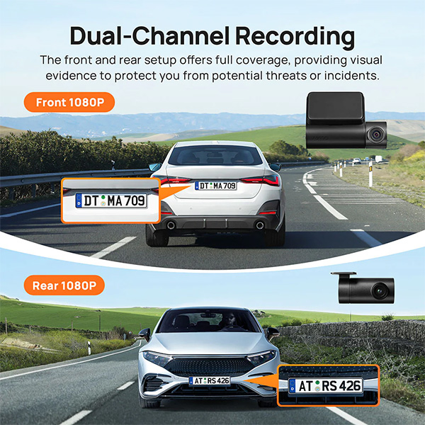 מצלמת רכב חכמה דו-כיוונית 70mai Dash Cam A200 