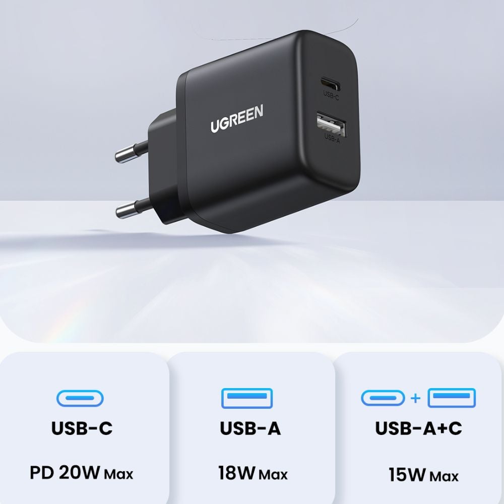  מטען קיר מהיר UGREEN 20W USB C טעינה עוצמתית עם טכנולוגיית PD 3.0 UGREEN X227 45310 