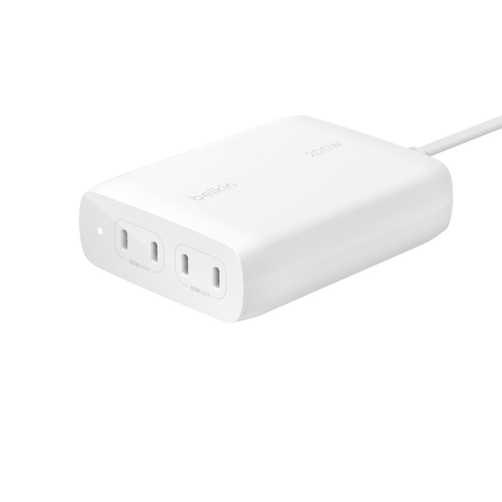  מטען קיר 4 יציאות GaN מבית Belkin – טעינה עוצמתית 200W ל-USB-C BoostCharge 200W 4-Port USB-C 