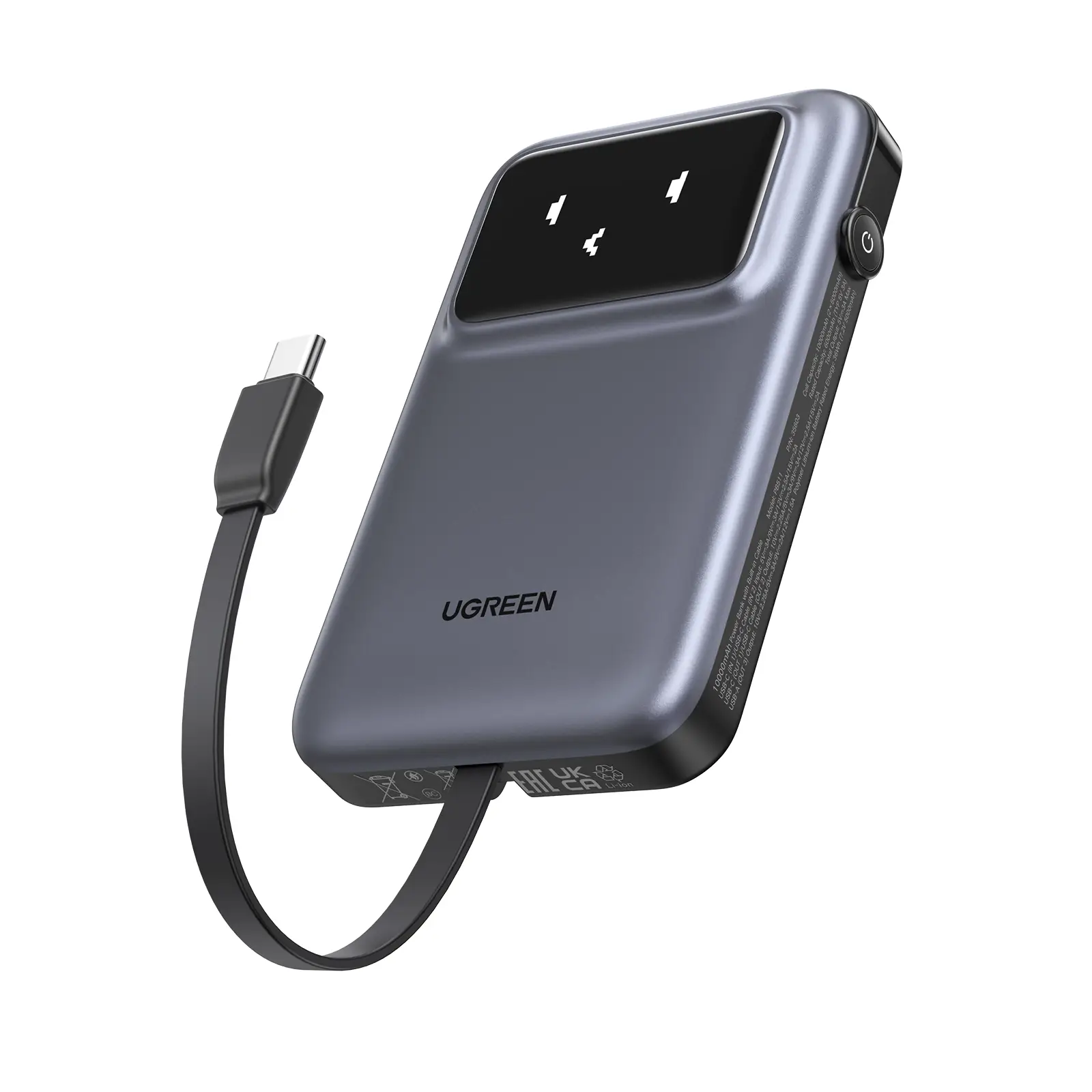  מטען נייד UGREEN Uno 10000mAh עם כבל מובנה USB-C וטעינה מהירה 30W UGREEN PB511 35603B 